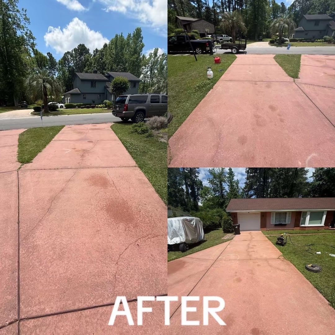 Driveway after pressure washing